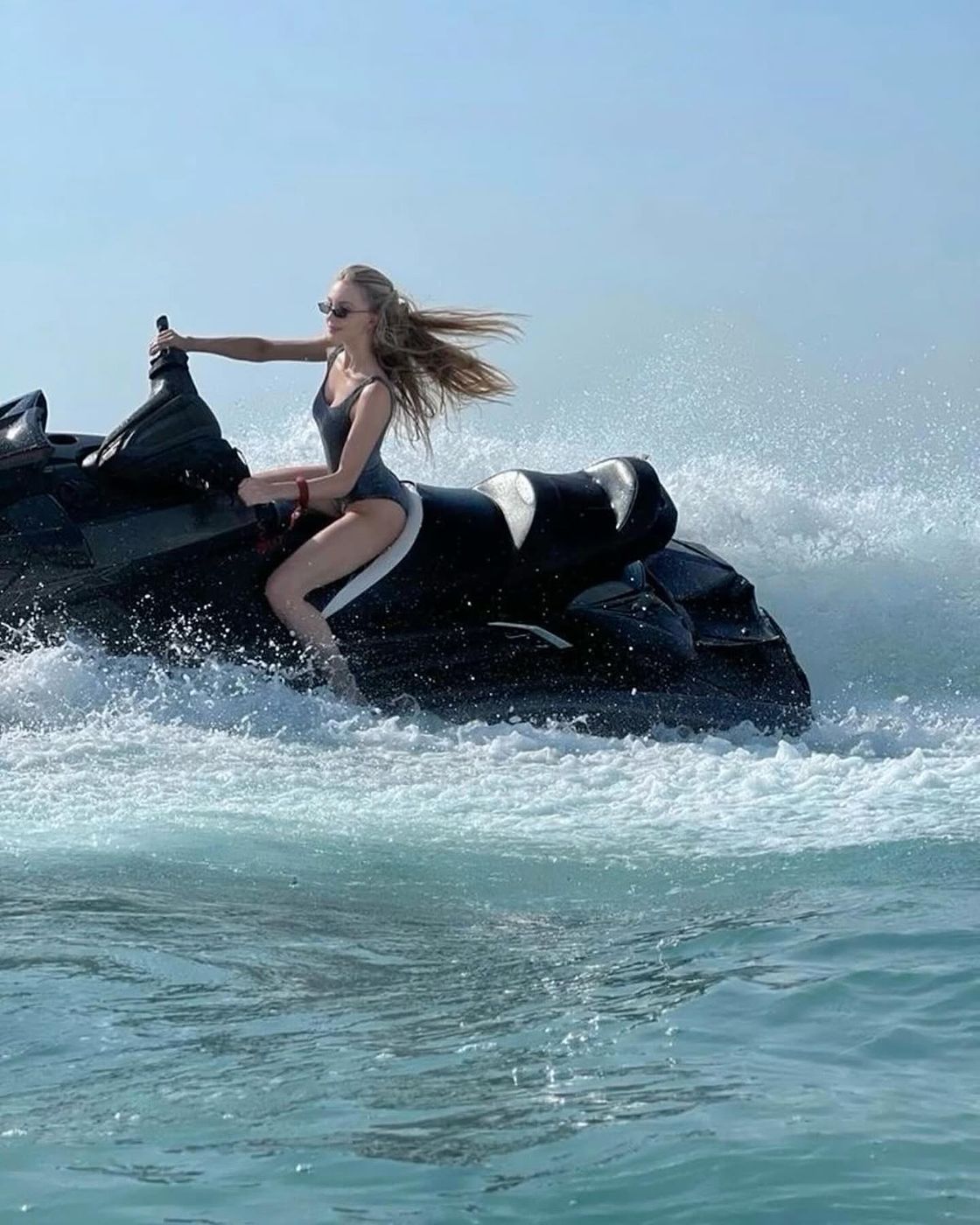 Jet ski cutting across the bay
